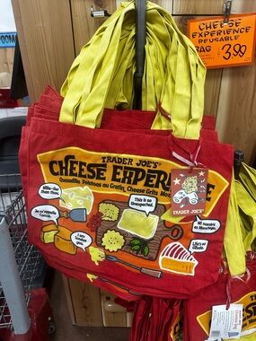 Trader Joe's Cheese Experience Tote Bag in Red & Yellow